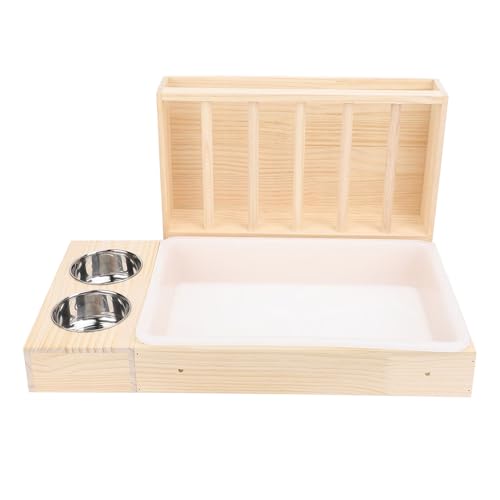 Dsacxixai 3 in 1 Rabbit Hay Feeder with Litter Box Wood Wooden Rabbit Hay Feeder for Guinea Pig Hamster Small Animals von Dsacxixai