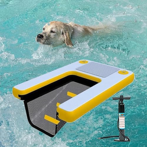 Pool Rampe für Hunde Hunderampe Pool Hundeboot Rampe Schwimmende Dock Leiter für Pool, Boot, Seen, rutschfeste Eva-Schwimmleiter für Hunde bis zu 100 kg (Gelb, 150x100x10cm, 1) von Dsongo