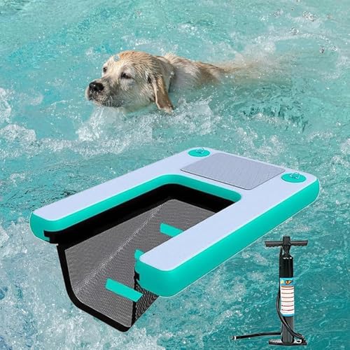 Pool Rampe für Hunde Hunderampe Pool Hundeboot Rampe Schwimmende Dock Leiter für Pool, Boot, Seen, rutschfeste Eva-Schwimmleiter für Hunde bis zu 100 kg (Grün, 150x100x10cm, 1) von Dsongo