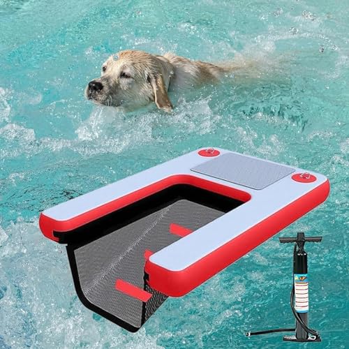 Pool Rampe für Hunde Hunderampe Pool Hundeboot Rampe Schwimmende Dock Leiter für Pool, Boot, Seen, rutschfeste Eva-Schwimmleiter für Hunde bis zu 100 kg (Rot, 150x100x10cm, 1) von Dsongo