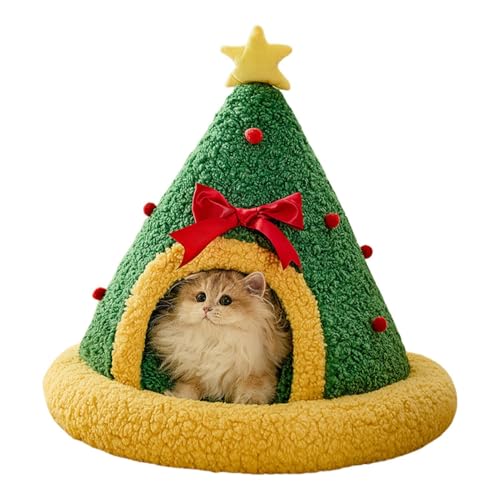Dtaigou Hundebett Weihnachten,Haustier Weihnachtsbaum, Winter Weihnachten Hundehütte Katzenhöhle, Halbgeschlossenes Weihnachts-Katzennest, Katzenversteck mit waschbarem Kissen für Katzen und Hunde Dtaigou Hundebett Weihnachten,Haustier Weihnachtsbaum, Winter Weihnachten Hundehütte Katzenhöhle, Halbgeschlossenes Weihnachts-Katzennest, Katzenversteck mit waschbarem Kissen für Katzen und Hunde von Dtaigou