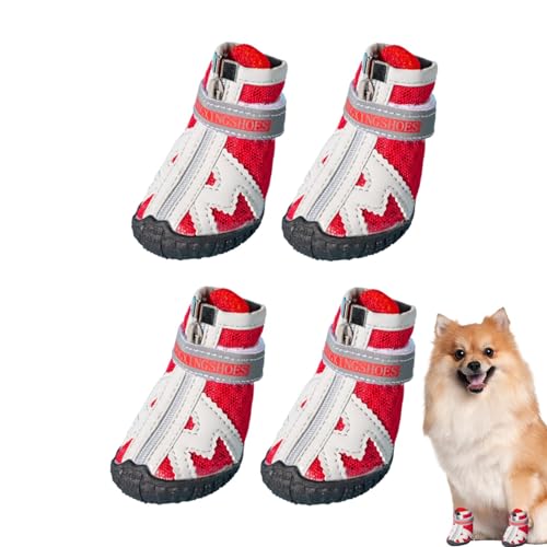 Dtaigou Hundeschuhe Anti-Rutsch,Hundeschuhe atmungsaktiv,4 Stück Outdoor-Stiefel für Hunde - Hundestiefel in 5 Größen mit robuster Gummisohle, atmungsaktive Hundestiefel, rutschfest für den Sommer, von Dtaigou