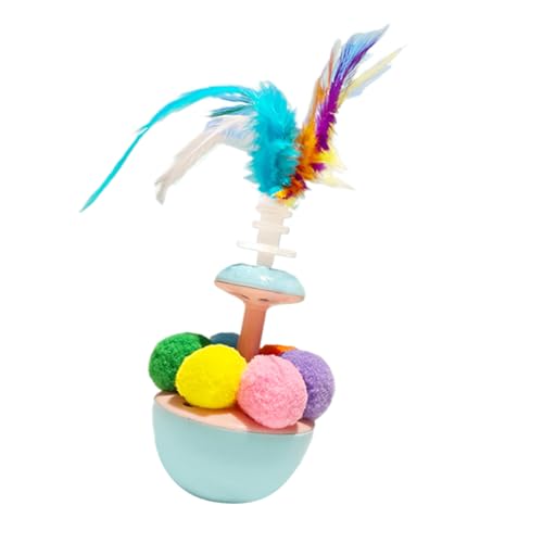 Dtaigou Katzenballfederspielzeug, Katzenballfeder - Balance Swing Ball,Katzenfeder Interactive Self-Play-Anreicherung Spielzeug für Innenkätzchen, die Langeweile beseitigen von Dtaigou
