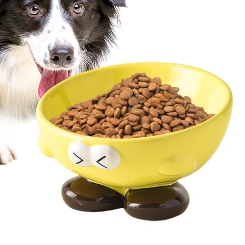 Dtaigou Keramik erhöhte Katzenschüssel, schräg keramische Hundebrielschale, Haustiergezierer Fütterungskeramikschüssel, Erhöhte Haustiernahrungsschale mit süßem Ausdrucksmuster für kleine Tiere Welpen von Dtaigou