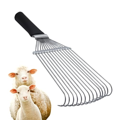 Dtaigou Pferdepflege, Rechen, Schwanzbürste, Tierrückenkratzer, Stahl, Kaschmir und Wolle, Fell-Entfilzungskamm für Haustiere, Tiere, , Ziegen, Kuh von Dtaigou
