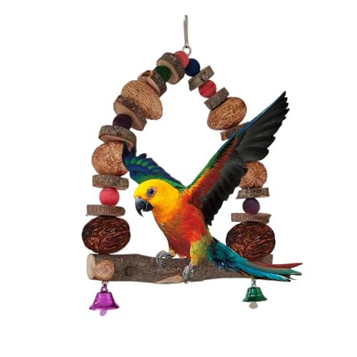 Dtaigou Vogel-Sitzstangen für Käfig – Vogelkäfigstäbe – Spielplatz-Ständer, Spielzeug, Zubehör mit Rattan-Ball für Innen- und Außenbereich, Fenstertraining von Dtaigou