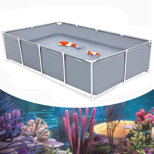 Dtyubfg Faltbarer Fischteich aus Segeltuch, Fischteich aus PVC-Segeltuch mit Stahlrahmen, Für Die Wasserspeicherung, Fischzucht, Garnelenzucht, Hydroponische Pflanzen von Dtyubfg