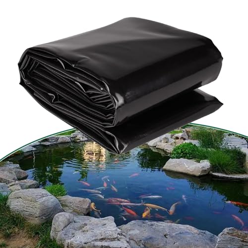 Dtyubfg Schwarze Teichfolie, 4 x 6 m, 5 x 8 m, 6 x 10 m, UV-beständig und leicht zu schneiden, ideal für Außenteiche, Wasserfälle, Fische, Koiteiche und Wassergärten, Schwarz von Dtyubfg