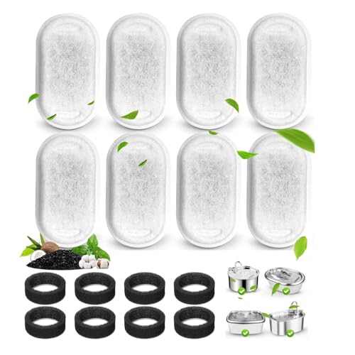 DuDuZui 16 x Katzenbrunnen Filter Set, 8 Stück Katzenwasserbrunnen Filter, Ersatz mit 8 Schwämmen, für 2L und 3,2L Katzen und Hunde Edelstahl-Trinkspender DuDuZui 16 x Katzenbrunnen Filter Set, 8 Stück Katzenwasserbrunnen Filter, Ersatz mit 8 Schwämmen, für 2L und 3,2L Katzen und Hunde Edelstahl-Trinkspender von DuDuZui