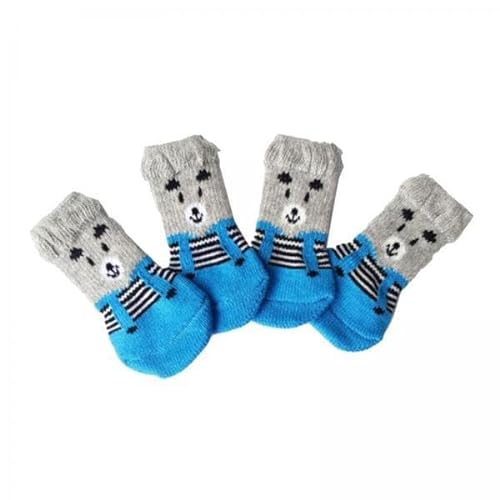 Dualoai 4x4 Stücke Warme Welpensocken für Hunde Und Katzen Weiche Stricksocken für Haustiere Niedliche Cartoon Anti Rutsch Socken für Kleine Hunde Atmungsakti von Dualoai