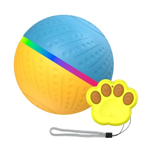 Dualoai Automatisches Interaktives Hundeballspielzeug, Böser Ball für Haustiere, Jagdübung, Aktiver Bewegungs Und für Den Hund für Den Garten Und, Blau Gelb von Dualoai