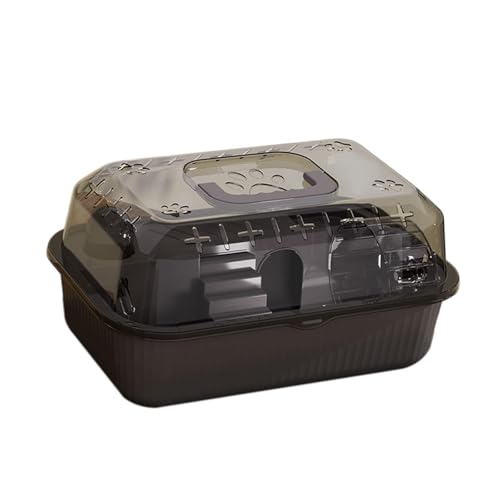Dualoai Hamster Transportbox für Kleine Haustiere, Klares Tragenfall für Rennmäuse Und Mäuse, Schwarz von Dualoai