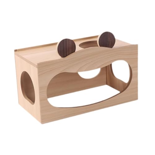Dualoai Hamster Wood House kleine Tiere Haustiere Tunnel Käfigzubehör Hamster Versteck für Rennmäuse, S von Dualoai