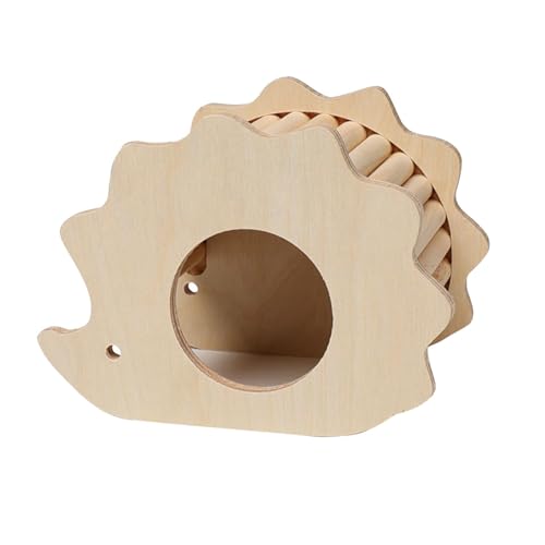 Dualoai Hamsterhaus Aus Holz, Verstecktes Spielzeug, Kleine Rennmäuse, Kleintier Lebensraumdekoration, DIY Käfig, Zwerghamster, Spielzeug, Igelform von Dualoai