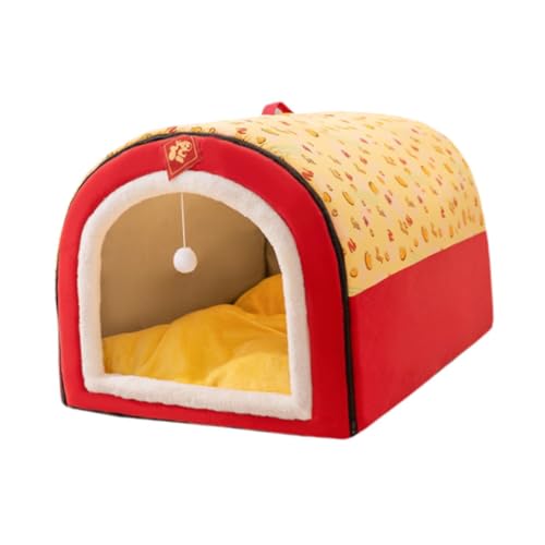 Dualoai Hundehütte für Haustiere, Katzen und Hunde, Neujahrs-Hundehütte, selbstwärmend, warm, weiches Nest, Hundezelt, Tierunterschlupf für den Winter, Rot Dualoai Hundehütte für Haustiere, Katzen und Hunde, Neujahrs-Hundehütte, selbstwärmend, warm, weiches Nest, Hundezelt, Tierunterschlupf für den Winter, Rot von Dualoai