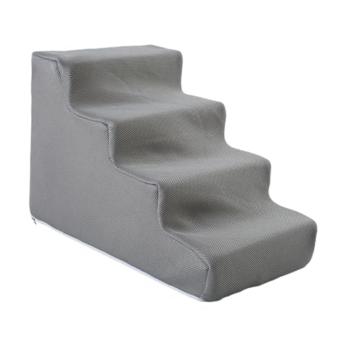 Dualoai Hundetreppe, Haustiertreppe, Rampe, Multifunktional, Abnehmbarer Bezug für Hohe Betten Oder Couch, 4-Stufen-Grau Dualoai Hundetreppe, Haustiertreppe, Rampe, Multifunktional, Abnehmbarer Bezug für Hohe Betten Oder Couch, 4-Stufen-Grau von Dualoai