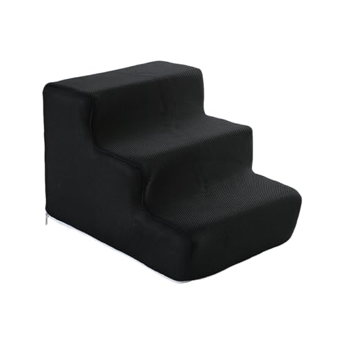 Dualoai Hundetreppe, Haustiertreppe, Rampe, Multifunktional, Abnehmbarer Bezug für Hohe Betten Oder Couch, S 3 Stufen hinten von Dualoai