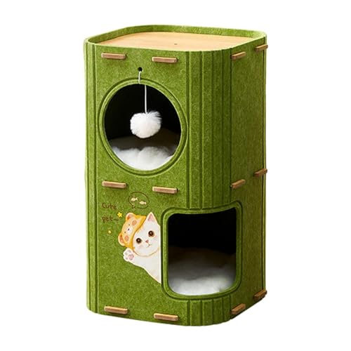 Dualoai Kätzchen-Würfel-Spielhaus, süßes modernes Katzenbaum-Katzenhaus für Haustierbedarf, 2-stufig Dualoai Kätzchen-Würfel-Spielhaus, süßes modernes Katzenbaum-Katzenhaus für Haustierbedarf, 2-stufig von Dualoai