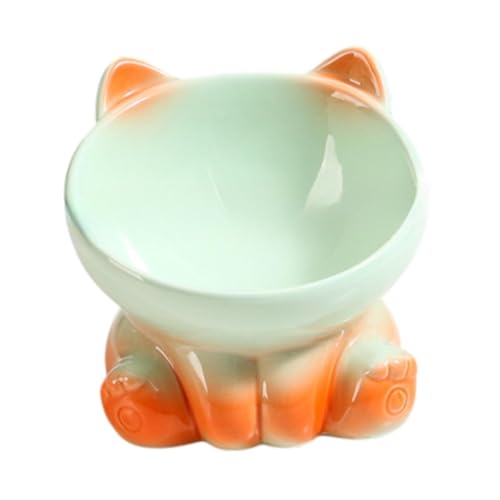 Dualoai Katzenfutternapf aus, Behälter für Futter und Wasser, Hundenapf aus Porzellan für Haustiere, Abgestuftes Orangegrün Dualoai Katzenfutternapf aus, Behälter für Futter und Wasser, Hundenapf aus Porzellan für Haustiere, Abgestuftes Orangegrün von Dualoai