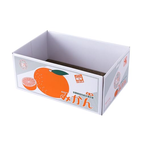 Dualoai Katzenkratzbox Aus Pappe, Katzenkratzbrett, Katzenkratzpad, Katzenminzenbox, Bett, Orange von Dualoai