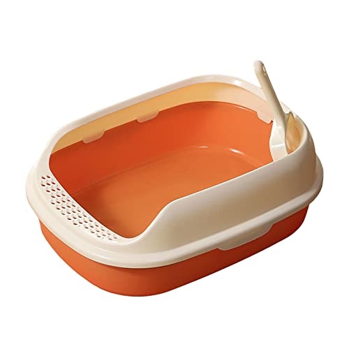 Dualoai Katzentoilette mit Hoher Seite, Robuster Katzen Sandkasten, Oben Offene Bettpfanne, Halbgeschlossene Kätzchen Töpfchen Toilette für Hauskatzen, Leicht, Orange Dualoai Katzentoilette mit Hoher Seite, Robuster Katzen Sandkasten, Oben Offene Bettpfanne, Halbgeschlossene Kätzchen Töpfchen Toilette für Hauskatzen, Leicht, Orange von Dualoai