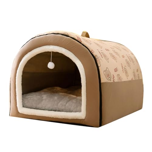 Dualoai Tragbare Hundehütte, 2 in 1 Hunde Und Katzenbett, Weiches, Warmes, Selbstheizendes Nest, Katzennest, Welpenhöhle, für Welpen, Katzen, L von Dualoai