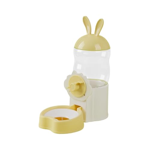 Dualoai Trinkbehälter für Haustiere, Tragbar, 800 Ml, Automatische Wasserzufuhr für Frettchen Und Kaninchen, Gelb von Dualoai