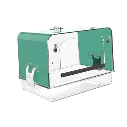 Dualoai Vogelbadewanne, zum Aufhängen, für Papageien, kleine Vögel, Papageienbadewanne, Duschbox, Kleiner Vogelkäfig, Grün von Dualoai