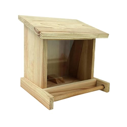 Dualoai Vogelhäuschen Aus Holz, Futterhäuschen für Den Hof Und Den Garten, Dekoration, Wetterfest, Eichhörnchensicher von Dualoai
