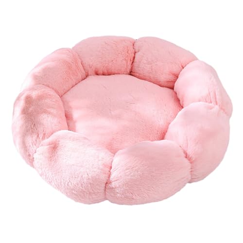 Dualoai Weiches Haustier Nistbett für Kleine Hunde. Katzenbett mit Rutschfester Unterseite für Hauskatzen, Rosa 50cm von Dualoai