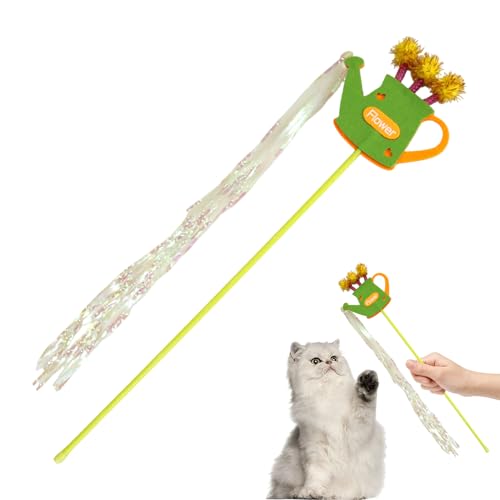 Dubbulon Katzenstab, Katzen Teaser - Katzenfeder,Interaktive Bewässerung kann Haustierversorgungen Quasten farbenfrohes Federspiel für Kätzchen & Übungen Formen von Dubbulon