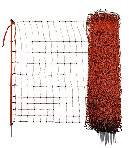 Kerbl Geflügelnetz (Farbe orange, elektrifizierbar, L x H 50 m x 106 cm, Anzahl Pfähle 15, für Hühner/Gänse und Puten) 292270 von Kerbl Hobbyfarming