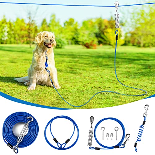 Duckygoo Verbesserter Hundeläufer mit elastischem Kabel, 30,5 m langes Auslegekabel und 3 m Leinen, Outdoor-Hunde-Zippline für Camping Duckygoo Verbesserter Hundeläufer mit elastischem Kabel, 30,5 m langes Auslegekabel und 3 m Leinen, Outdoor-Hunde-Zippline für Camping von Duckygoo