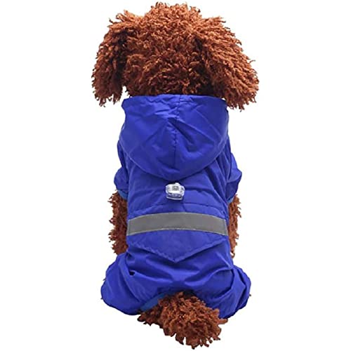 Ducomi Animal House – Regenmantel Für Hunde, Klein und Mittelgroß, Regenmantel für Hunde mit Verschluss, Knöpfen und Kapuze – Mantel mit Reflektierendem Sicherheitsband (XL, Blue) von Ducomi