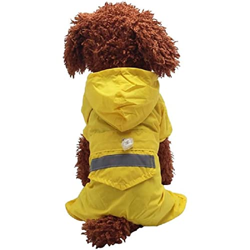 Ducomi Animal House – Regenmantel Für Hunde, Klein und Mittelgroß, Regenmantel für Hunde mit Verschluss, Knöpfen und Kapuze – Mantel mit Reflektierendem Sicherheitsband (XL, Yellow) von Ducomi