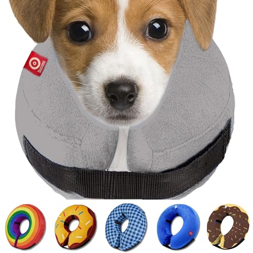 Ducomi Aufblasbares Halsband zur Erholung, bequem, Schutz für Hunde, Katzen, verstellbar, waschbar – Heilkegel – Genesung nach Operationen (Grau, XL) von Ducomi