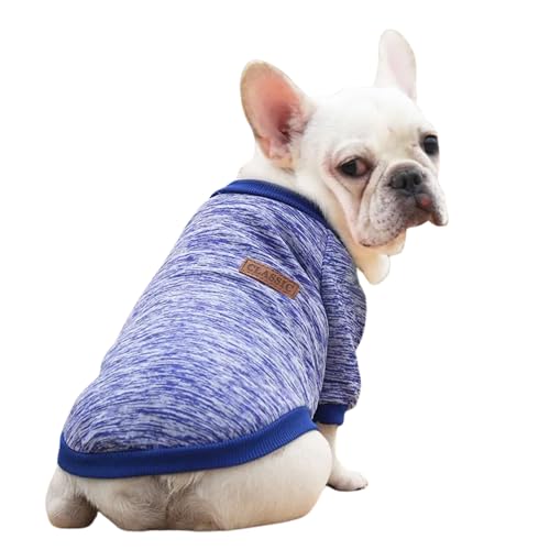 Ducomi Classic – Sweatshirt mit elastischen Bündchen und Kragen aus weicher Baumwolle für Hunde und Katzen, erhältlich in allen Größen und verschiedenen Farben (blau, XS) von Ducomi