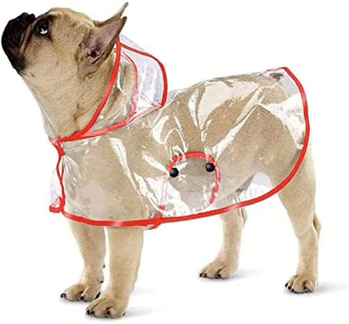 Ducomi Dogalize Dog Raincoat mit Kapuze aus Transparentem Nylon - Regenmantelponcho für Kleine und Mittlere Hunde, Rain Cape Coat Raincoats Cape (Red, M) von Ducomi