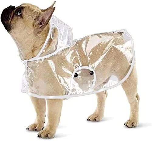 Ducomi Dogalize Dog Raincoat mit Kapuze aus Transparentem Nylon - Regenmantelponcho für Kleine und Mittlere Hunde, Rain Cape Coat Raincoats Cape (White, L) von Ducomi