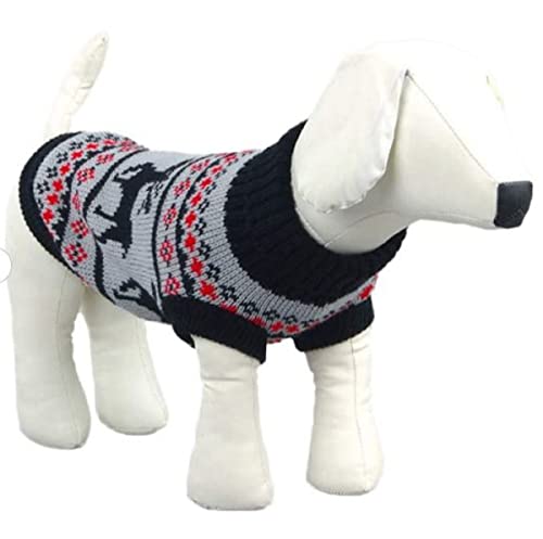 Ducomi Hearts - Hunde- und Welpenpullover aus weichem und warmem Garn - Hundepullover für kleine und mittlere Größen - Hunde- und Katzenkleidung Weihnachtsgeschenkidee (L, Black Reindeer) von Ducomi