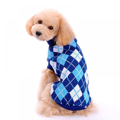 Ducomi Hearts - Hunde- und Welpenpullover aus weichem und warmem Garn - Hundepullover für kleine und mittlere Größen - Hunde- und Katzenkleidung Weihnachtsgeschenkidee (S, Blue) von Ducomi