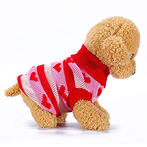 Ducomi Hearts - Hunde- und Welpenpullover aus weichem und warmem Garn - Hundepullover für kleine und mittlere Größen - Hunde- und Katzenkleidung Weihnachtsgeschenkidee (XL, Heart P) von Ducomi