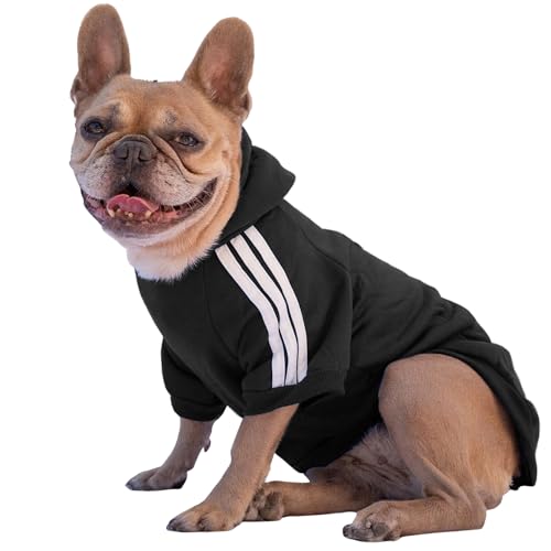 Ducomi Hundepullover mit Kapuze für alle Größen und Rassen - Warmes und Weiches Hundekleidungsstück - Einfarbiger Pullover für Haustiere und Welpen (Schwarz, S) von Ducomi