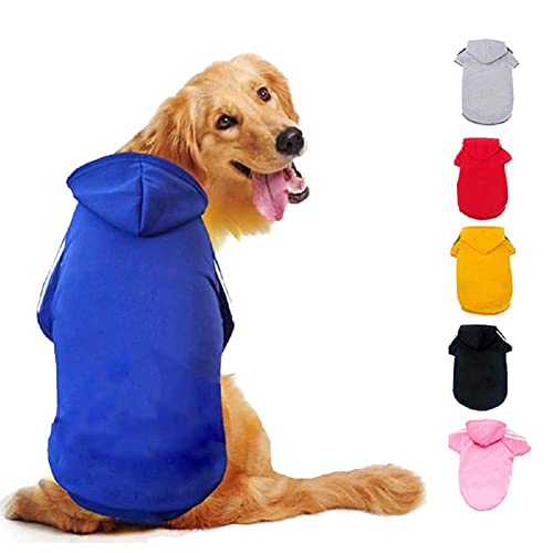 Ducomi Kapuzen Hunde Sweatshirt aus 100% Baumwolle – Kleines Hundepullover – Kleidung für Hunde Aller Rassen und Größen – Warmer Pullover, Einfarbiger Mantel von XS bis 9XL (Blue, L) von Ducomi