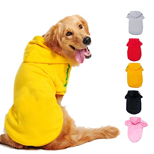 Ducomi Kapuzen Hunde Sweatshirt aus 100% Baumwolle – Kleines Hundepullover – Kleidung für Hunde Aller Rassen und Größen – Warmer Pullover, Einfarbiger Mantel von XS bis 9XL (Yellow, L) von Ducomi