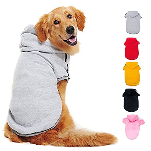 Ducomi Kapuzen Hunde Sweatshirt aus 100% Baumwolle – Kleines Hundepullover – Kleidung für Hunde Aller Rassen und Größen – Warmer Pullover, Einfarbiger Mantel von XS bis 9XL (Grey, 2XL) von Ducomi