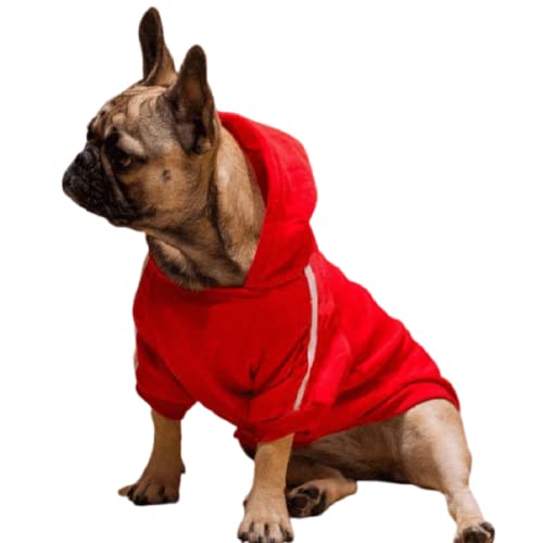 Ducomi Kapuzenpullover für Hunde 100% Baumwolle – Mantel für Hunde, Klein, Mittel und Groß, von Chihuahua, Französische Bulldogge bis Labrador, Pitbull, und Amstaff, Warme Kleidung (Rot, S) von Ducomi