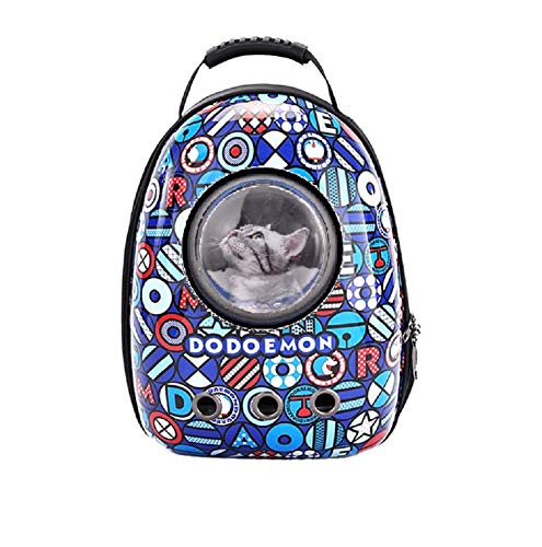 Ducomi Lightyear Rucksack für Katzen und Hunde Stabilität bei Spaziergängen und Flugreisen, 44 x 30 x 25 cm (Blue Cats) von Ducomi