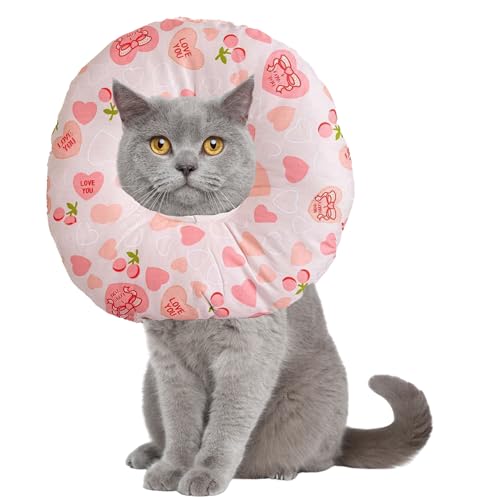 Ducomi Molly Erholungshalsband für Hunde und Katzen - Verstellbarer weicher Schutzkragen für Haustiere zur Heilung von Wunden und nach chirurgischen Eingriffen (L, Love) von Ducomi