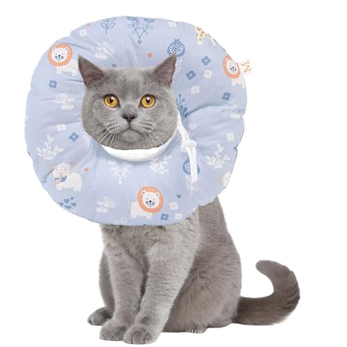 Ducomi Molly Erholungshalsband für Hunde und Katzen - Verstellbarer weicher Schutzkragen für Haustiere zur Heilung von Wunden und nach chirurgischen Eingriffen (L, Blue Lion) von Ducomi